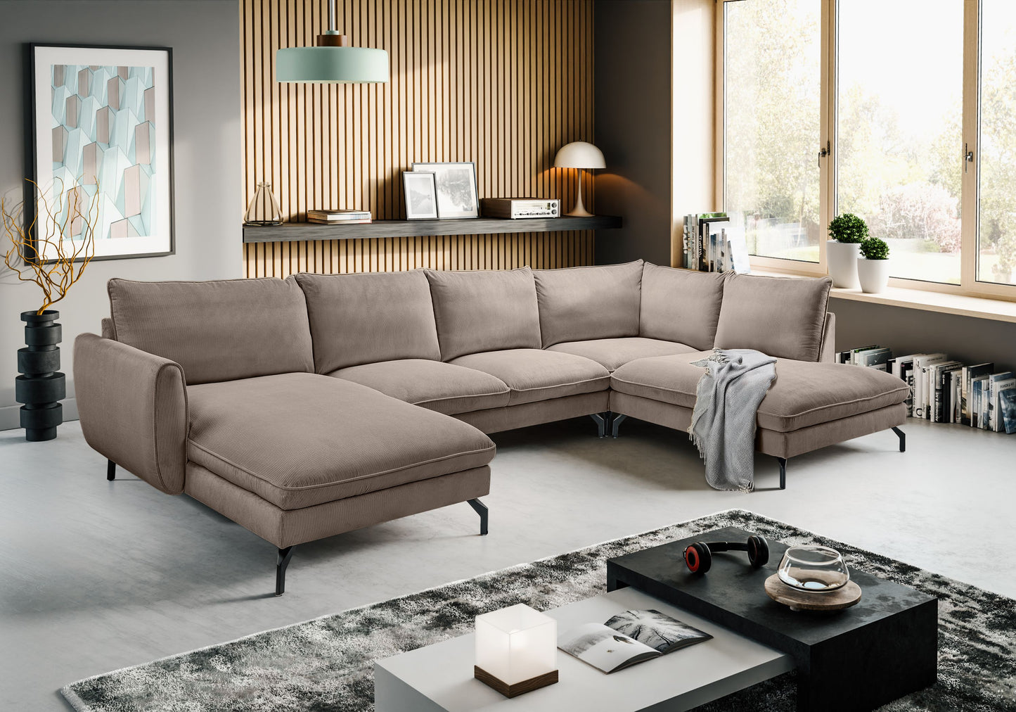 Homes & Jones Ecksofa Wohnlandschaft mit Webstoff-Bezug, Sofa in U-Form