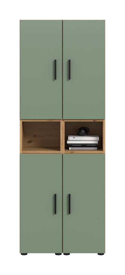 Wall Unit THE ONE (W/H/D: approx. 65/178/34 cm) in Artisan Oak finish/Smoke Green