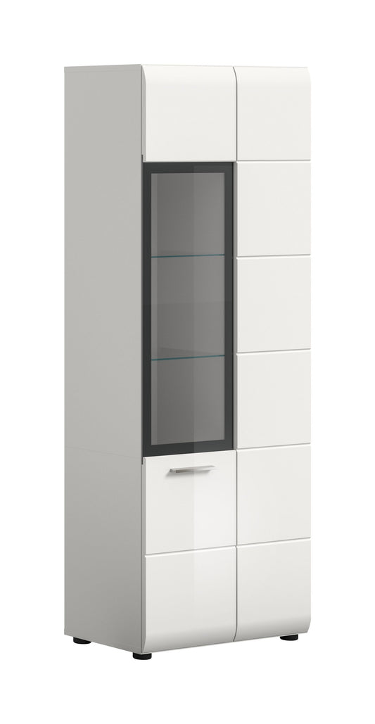 Vitrine ICE (L/H/P : env. 60/160/34 cm) en blanc/blanc brillant