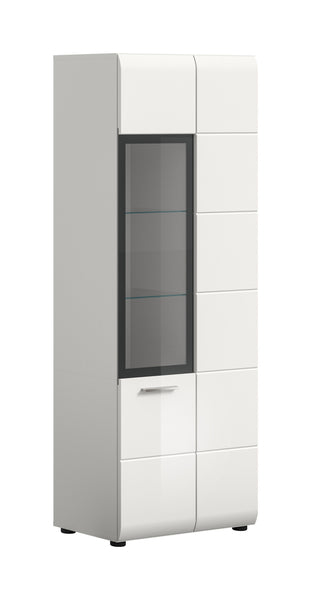 Vitrine ICE (L/H/P : env. 60/160/34 cm) en blanc/blanc brillant