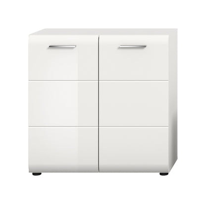 Commode ICE (L/H/P : env. 80/81/34 cm) en blanc/blanc brillant
