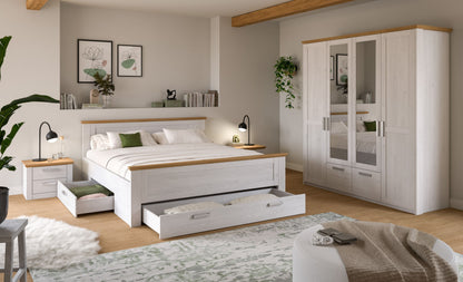 Bed system with wardrobe VERONA (W/H/D: approx. 0/0/0 cm) in Sibiu Larch replica/Sibiu Larch replica