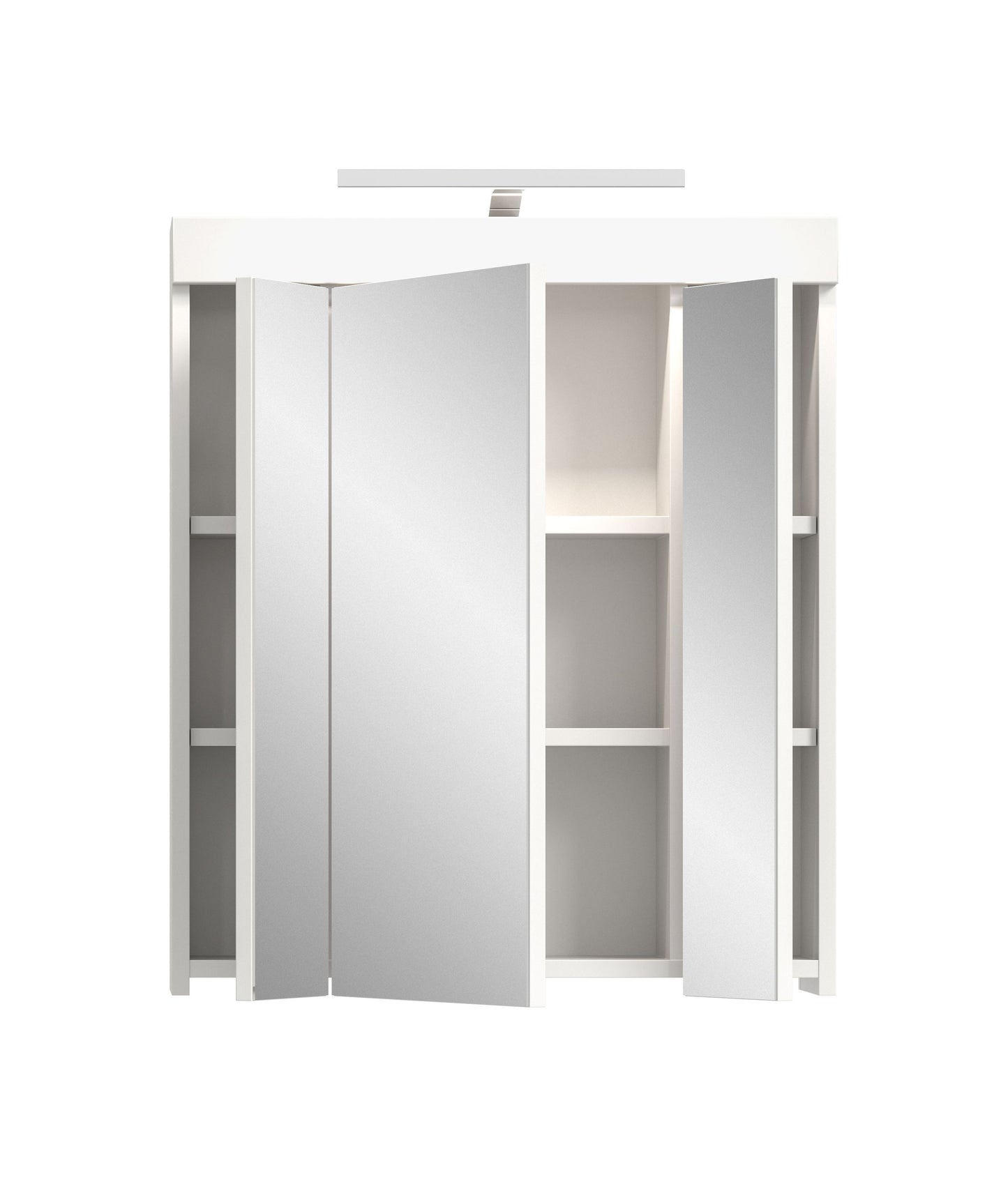 Viana Spiegelschrank inkl. Beleuchtung (B/H/T: 60x70x18 cm) in Spiegelglas und Weiß