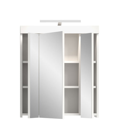 Viana Spiegelschrank inkl. Beleuchtung (B/H/T: 60x70x18 cm) in Spiegelglas und Weiß