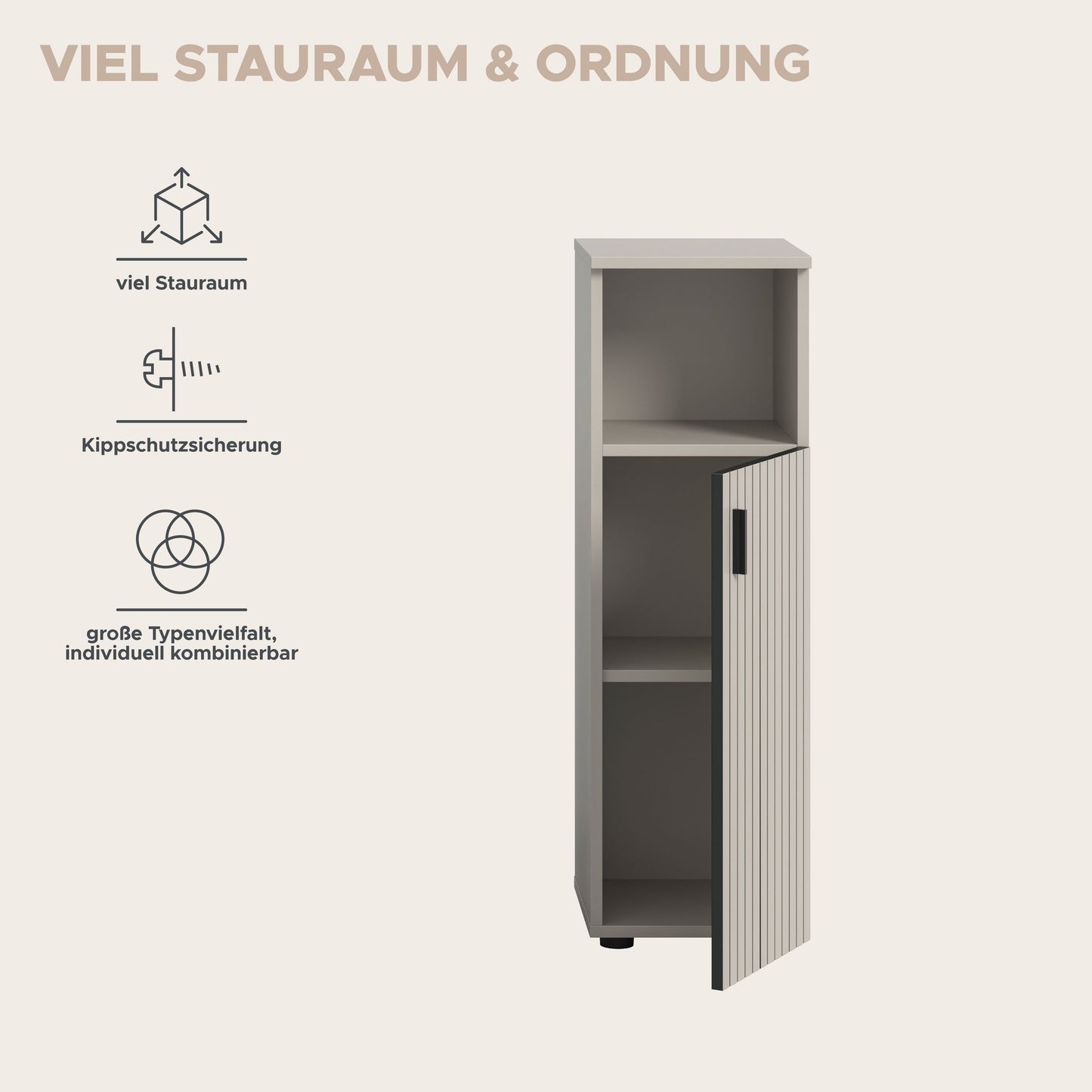 Meuble de salle de bain MONE (L/H/P : env. 30/95/30 cm) coloris Cachemire/Cachemire