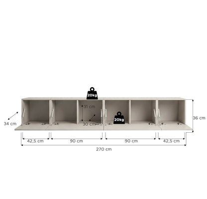 Beach Lowboard stehend  (B/H/T: 270x36x34 cm) in Kaschmir