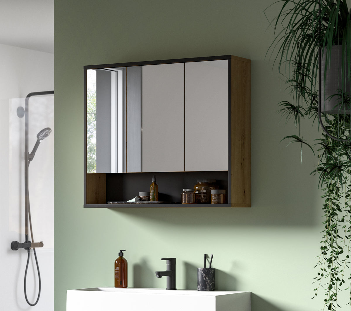 Mirror Cabinet BAGNO (W/H/D: approx. 80/68/19 cm) in Artisan Oak finish/Artisan Oak finish