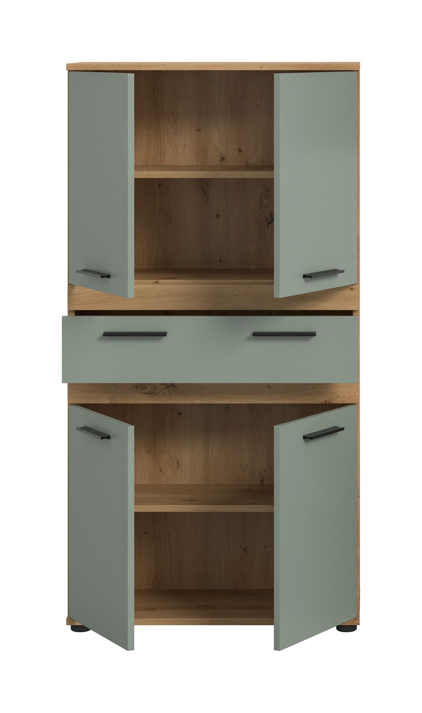 Blake Hochschrank (B/H/T: 70x137x31 cm) in Salbei und Artisan Eiche Nachbildung