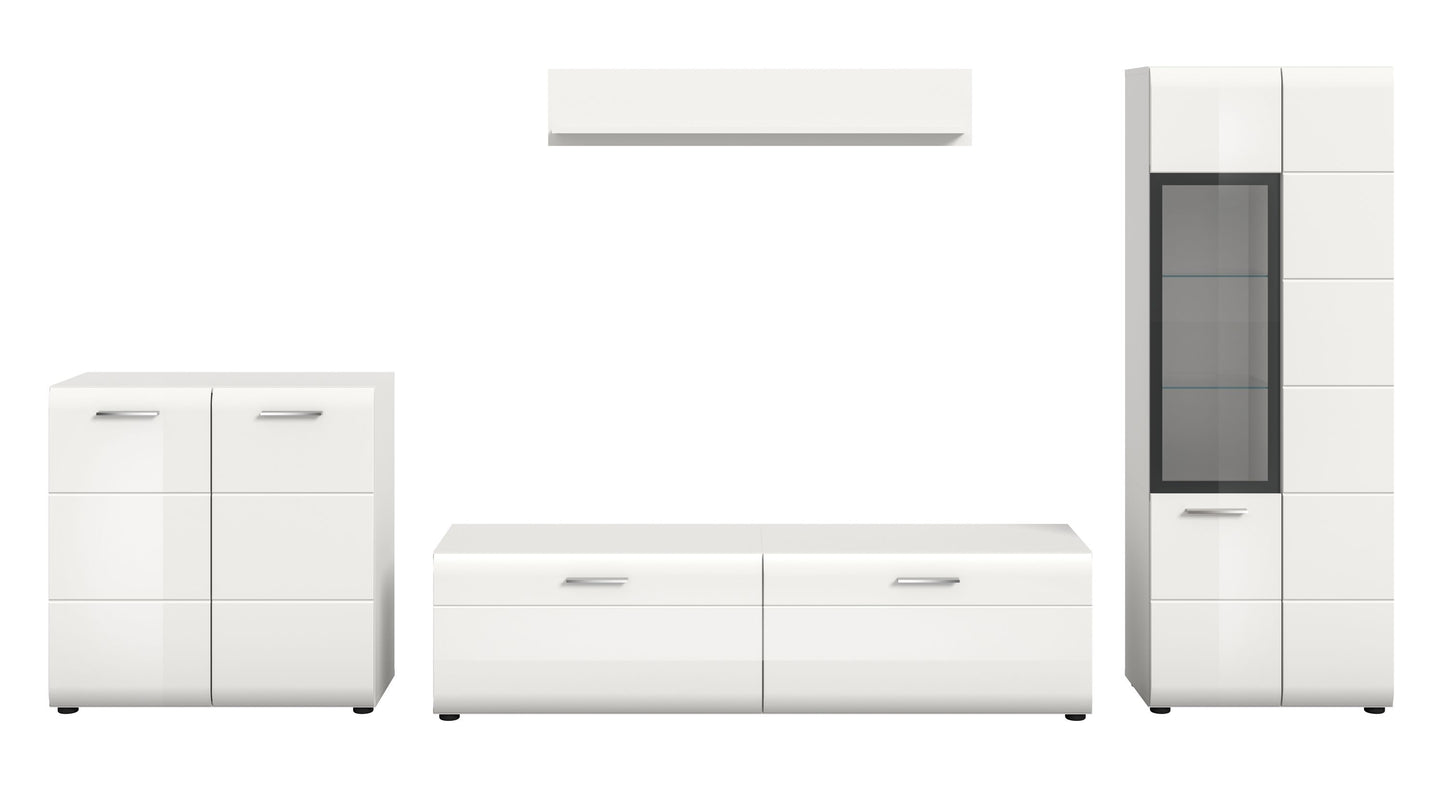Ensemble mural ICE (L/H/P : env. 315/160/41 cm) en blanc/blanc brillant