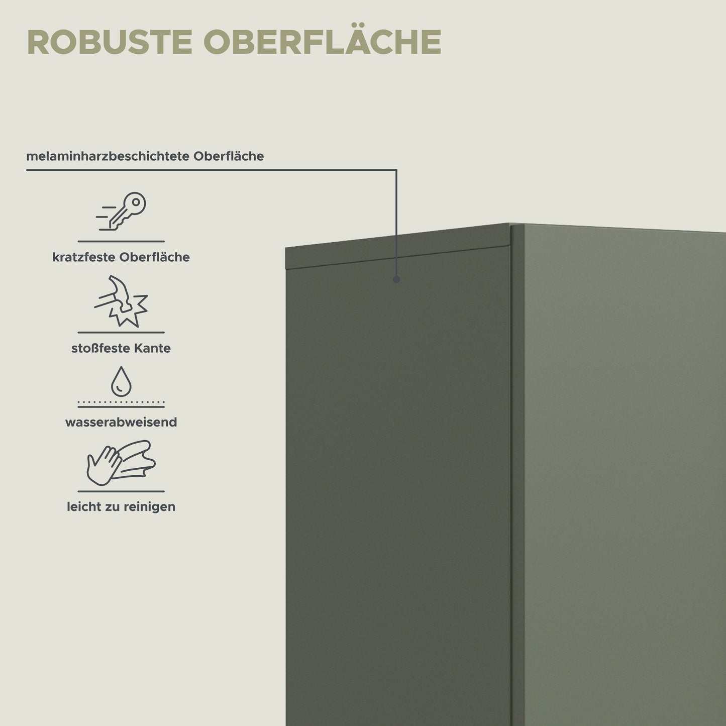 Armoire haute AQUA (L/H/P : env. 51/191/30 cm) en vert sauge/vert sauge