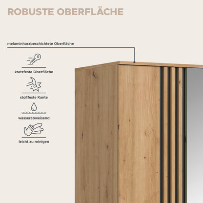Homes & Jones Kleiderschrank 120cm breit 3-türig, Schlafzimmerschrank
