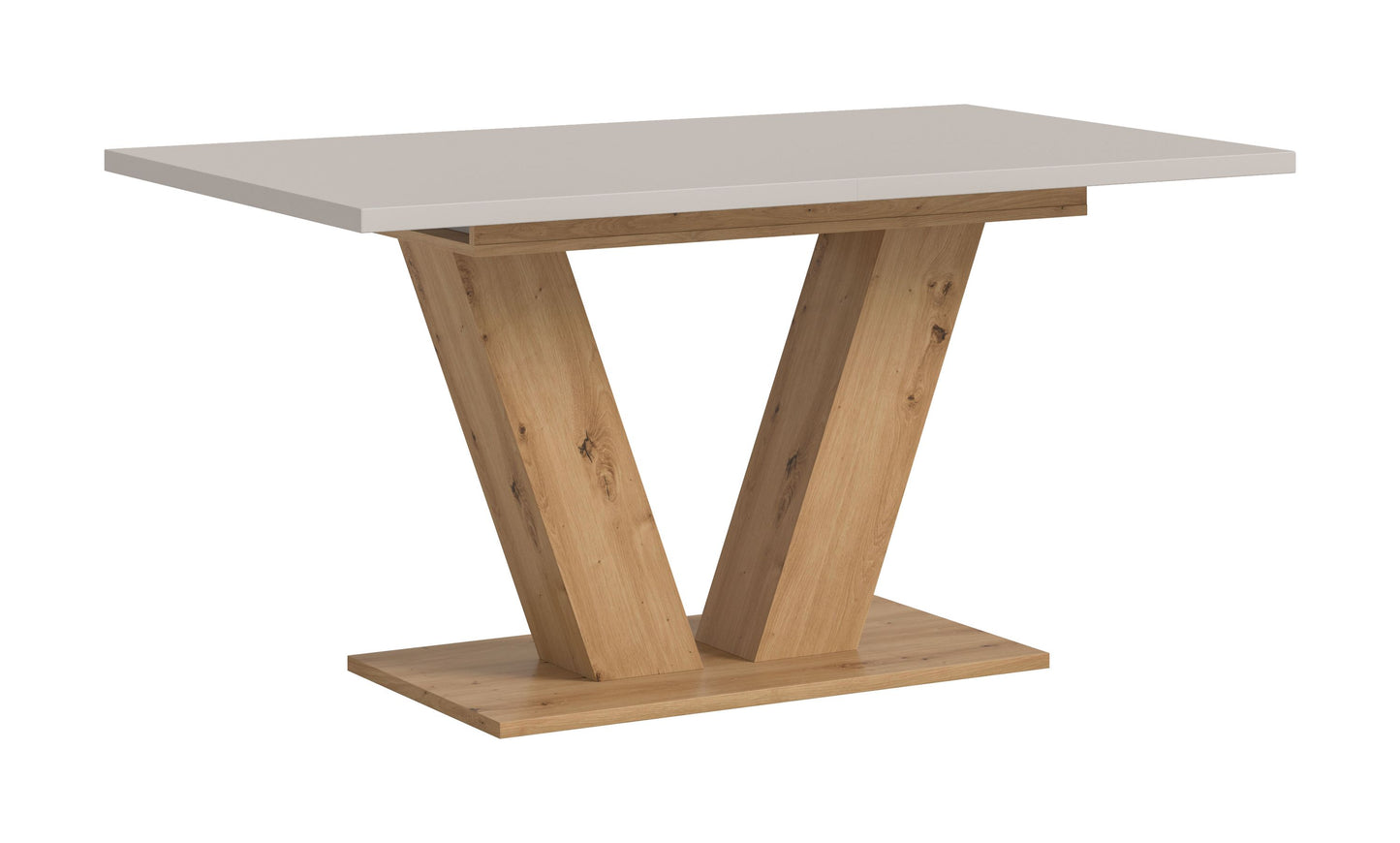 Esstisch mit Holzoptik, V-förmigem Gestell aus Holz und rechteckiger Tischplatte