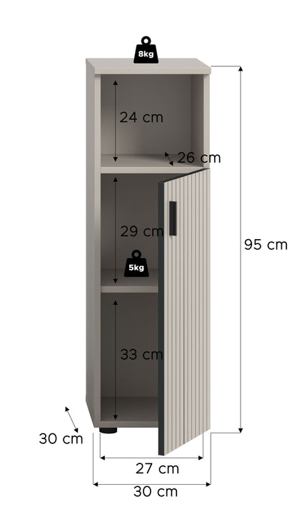 Meuble de salle de bain MONE (L/H/P : env. 30/95/30 cm) coloris Cachemire/Cachemire