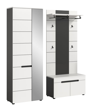 Homes & Jones Garderobenset 3-tlg., 1x Paneel, Sitzbank, Schrank mit Spiegel