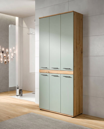Blake Hochschrank (B/H/T: 90x191x31 cm) in Salbei und Artisan Eiche Nachbildung