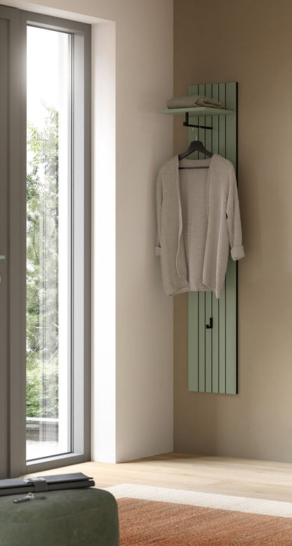 Coat Rack Panel STATION (W/H/D: approx. 31/160/27 cm) in Smoke Green/Smoke Green