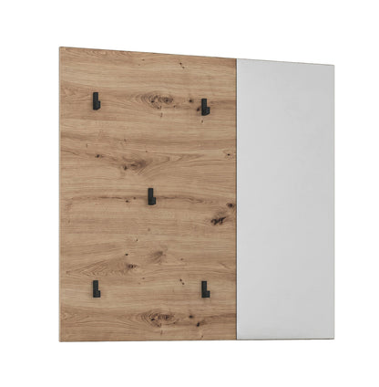 Keno Garderobenpaneel (B/H/T: 80x80x6 cm) in Spiegelglas / Artisan Eiche Nachbildung und Artisan Eiche Nachbildung