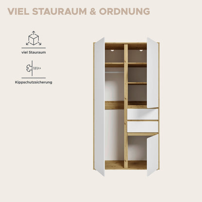 Homes & Jones Kleiderschrank 100 cm, Jugendzimmerschrank mit Schubladen
