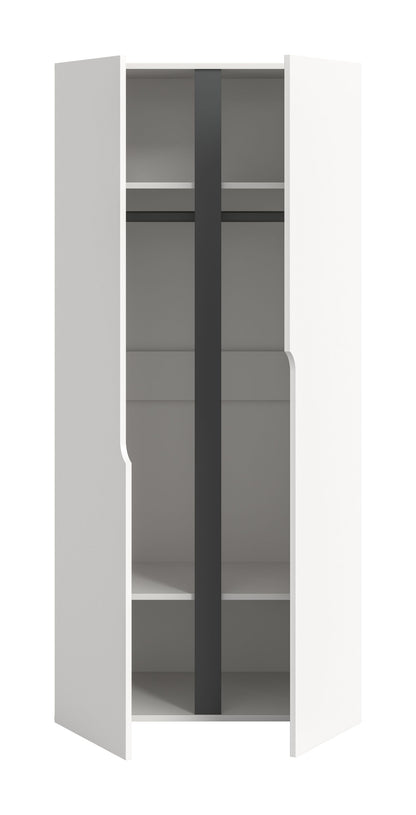 Armoire 2 portes ANGA (L/H/P : env. 80/180/51 cm) en anthracite/imitation chêne Artisan