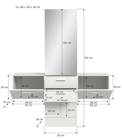 Ensemble de penderie VAGA (L/H/P : env. 156/190/36 cm) en blanc/blanc