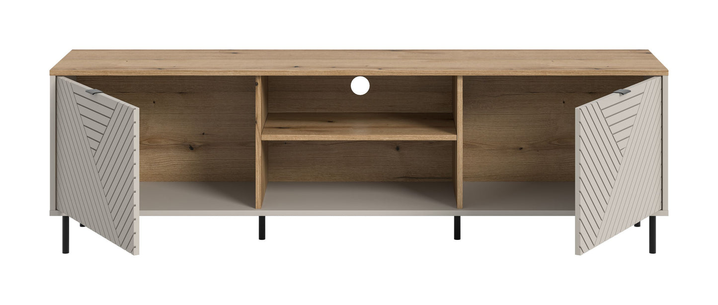 Meuble bas TV CAMPUS (L/H/P : env. 184/55/40 cm) en cachemire/cachemire