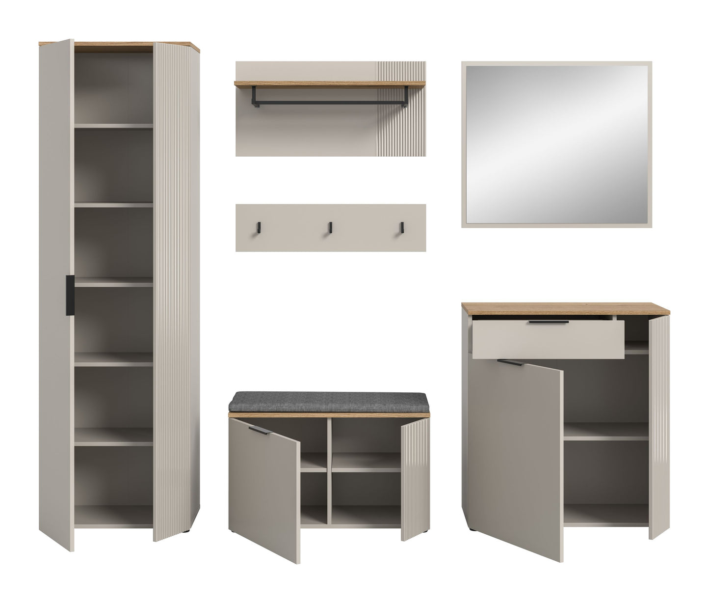 Ensemble de vestiaire SLIDE (L/H/P : env. 250/190/36 cm) en cachemire/cachemire