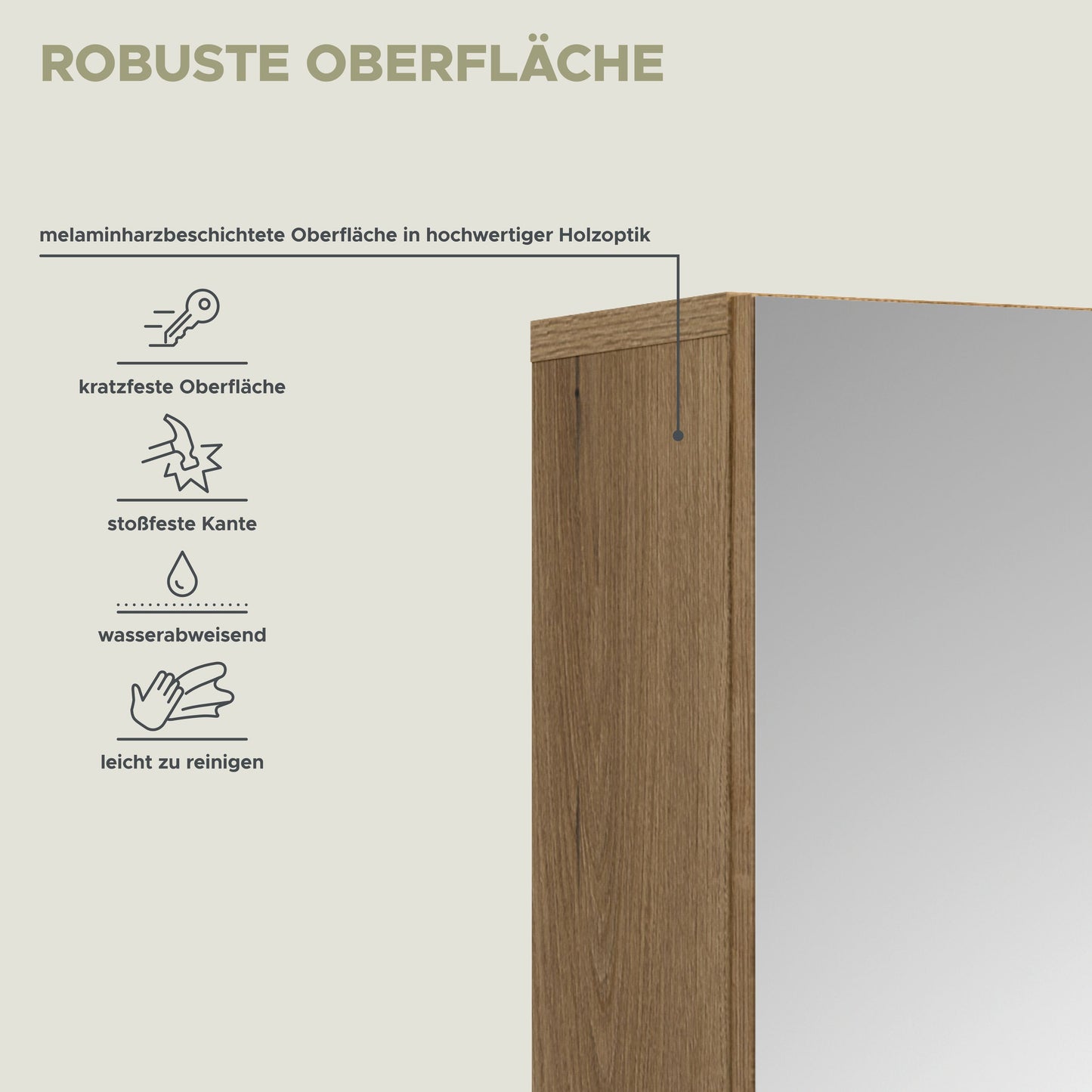 Armoire de toilette AQUA (L/H/P : env. 60/74/18 cm) en imitation Chêne Evoke/imitation Chêne Evoke