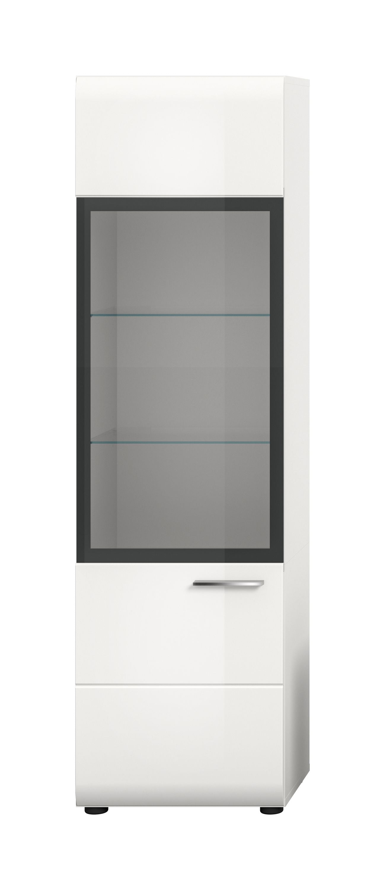 Vitrine ICE (L/H/P : env. 45/160/34 cm) en blanc/blanc brillant