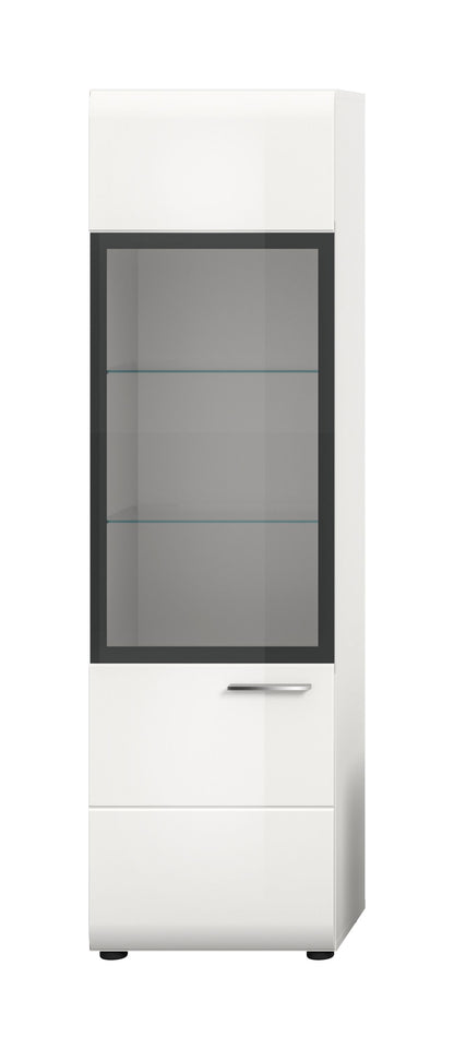 Vitrine ICE (L/H/P : env. 45/160/34 cm) en blanc/blanc brillant