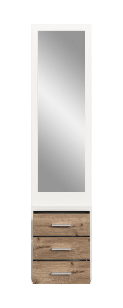Homes & Jones Garderobe mit großem Spiegel und drei Schubladen, weißes Rahmengehäuse