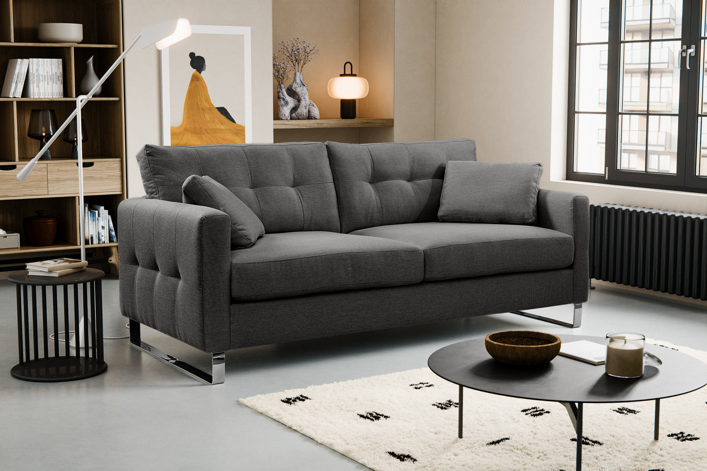 Homes & Jones Sofa 2,5-Sitzer, Modernes Sofa mit Stoffbezug in Flachgewebe