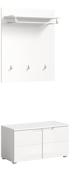 Garderoben-Set SOLERO (B/H/T: ca. 80/193/37 cm) in Weiß/weiß hochglanz