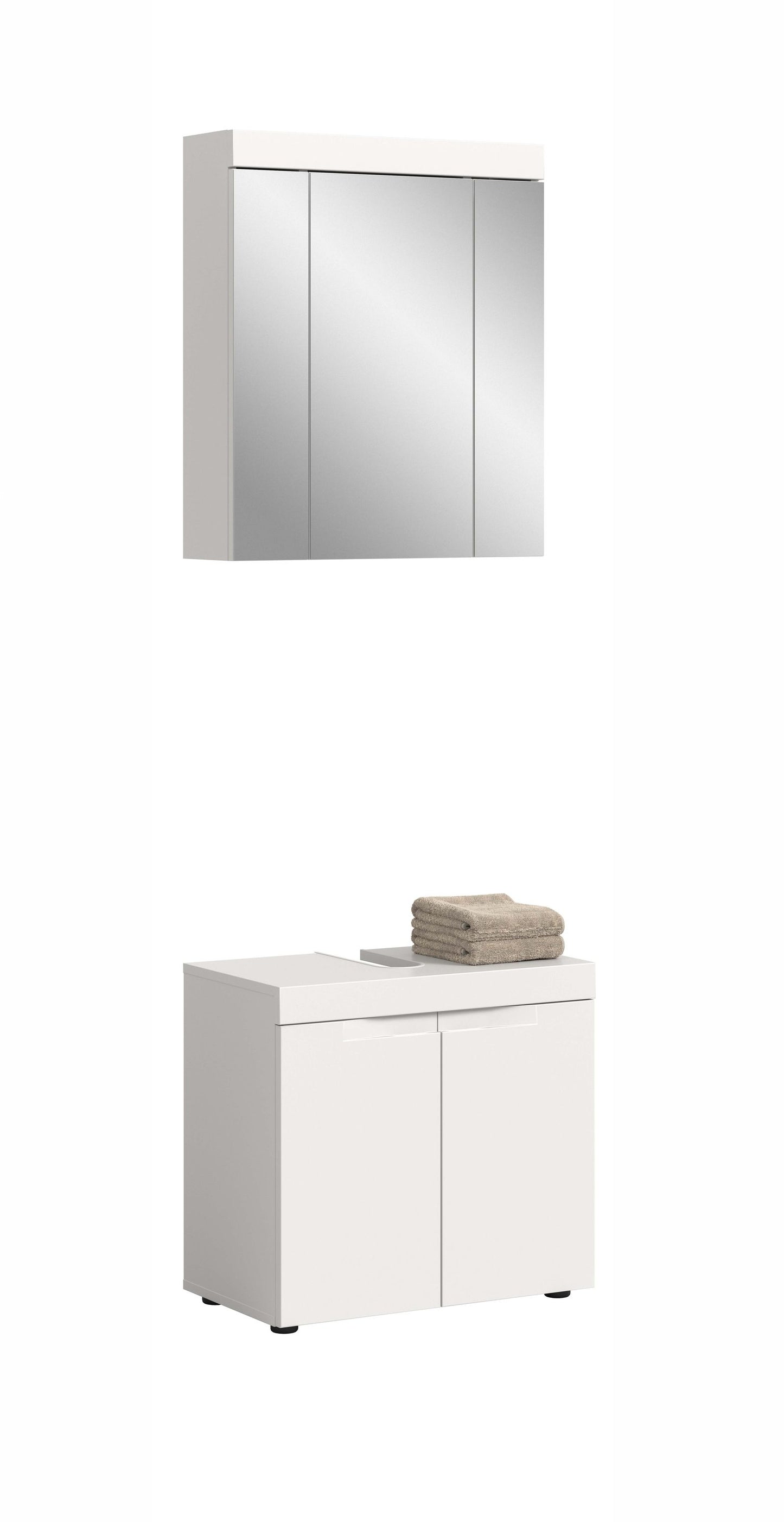 Viana Badkombination (B/H/T: 60x194x34 cm) in Weiß matt und Weiß