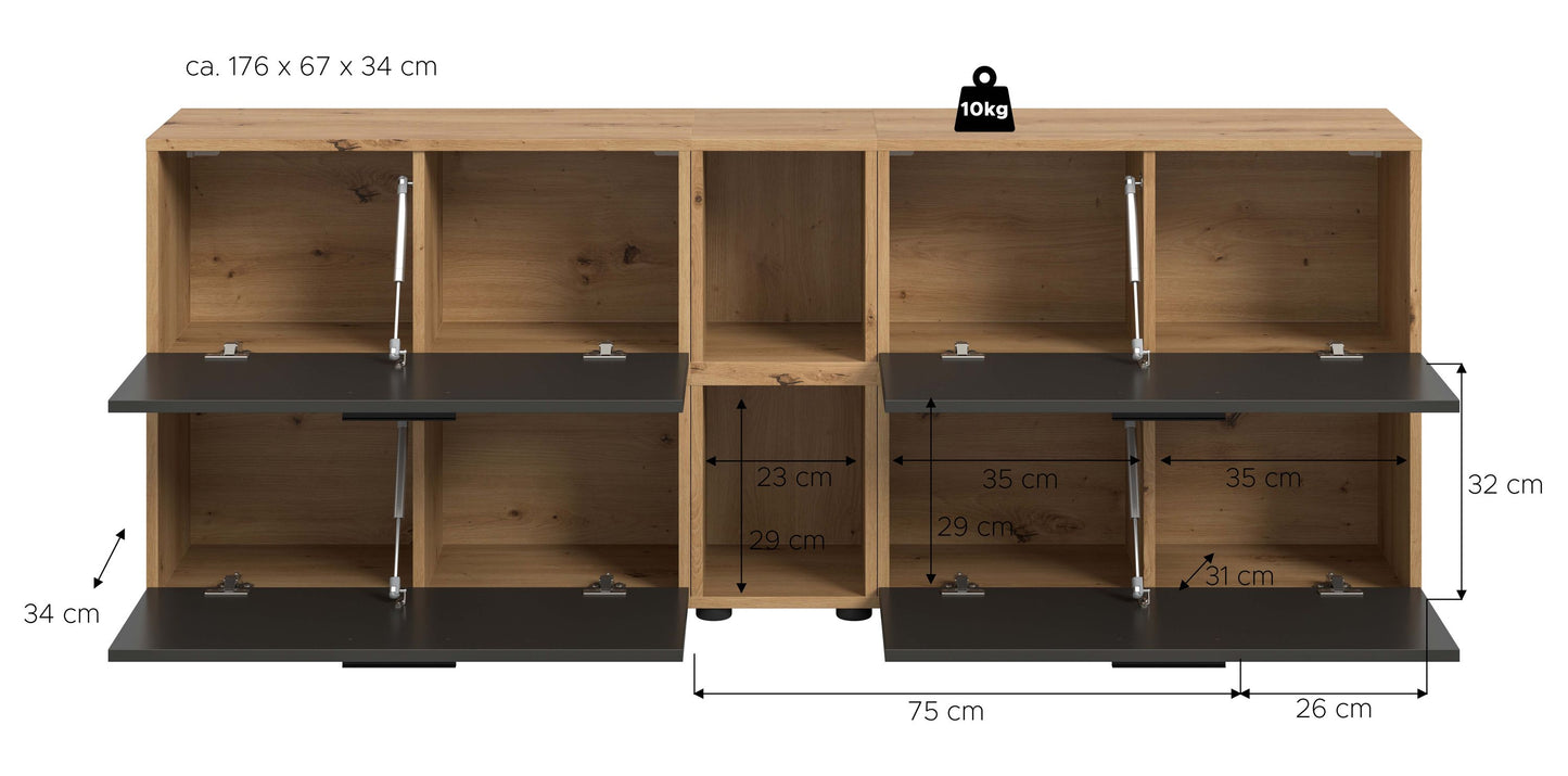 Homes & Jones Wohnwand 2-tlg. TV Möbel Modular Lowboard, Wohnzimmerschrank
