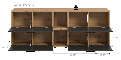 Homes & Jones Wohnwand 2-tlg. TV Möbel Modular Lowboard, Wohnzimmerschrank