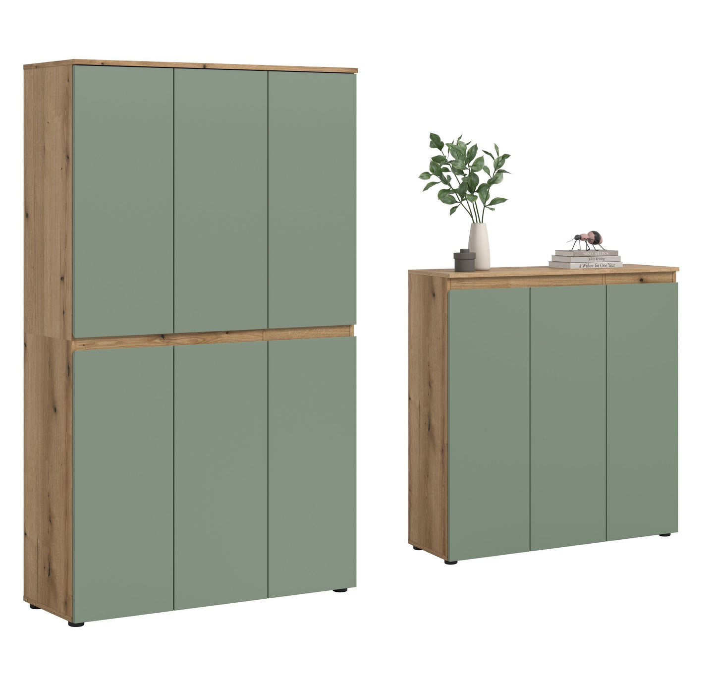 Armoire universelle SCARPA (L/H/P : env. 235/175/37 cm) en vert fumée/vert fumée
