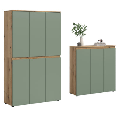 Armoire universelle SCARPA (L/H/P : env. 235/175/37 cm) en vert fumée/vert fumée