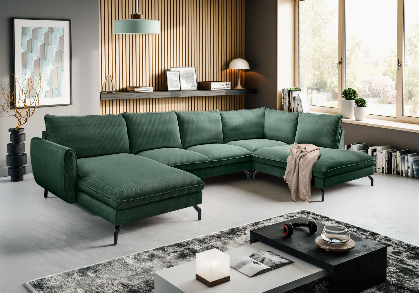 Homes & Jones Ecksofa Wohnlandschaft mit Webstoff-Bezug, Sofa in U-Form