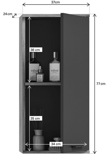 Ensemble de salle de bain MASON (L/H/P : env. 140/152/48 cm) en imitation chêne Nox/gris basalte