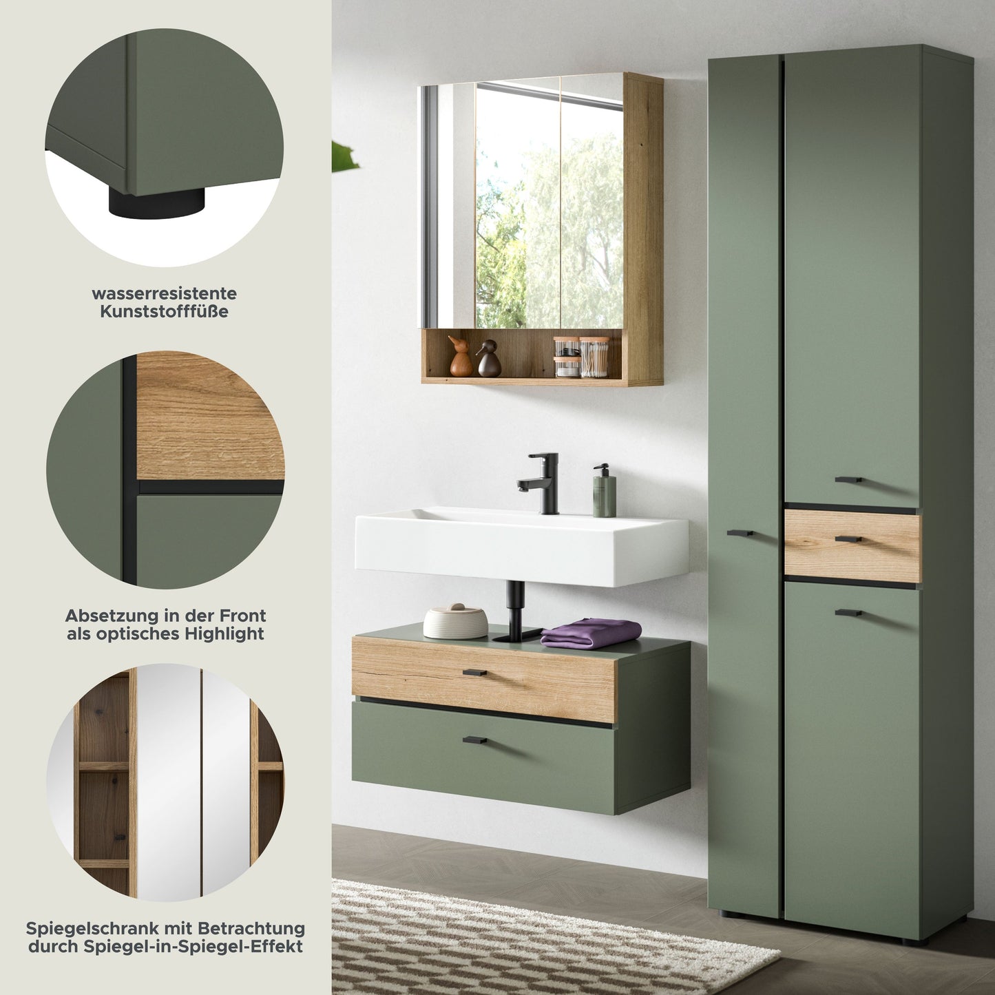 Homes & Jones Badmöbelset 2-tlg. Badmöbelset mit Badspiegelschrank, Badmöbel