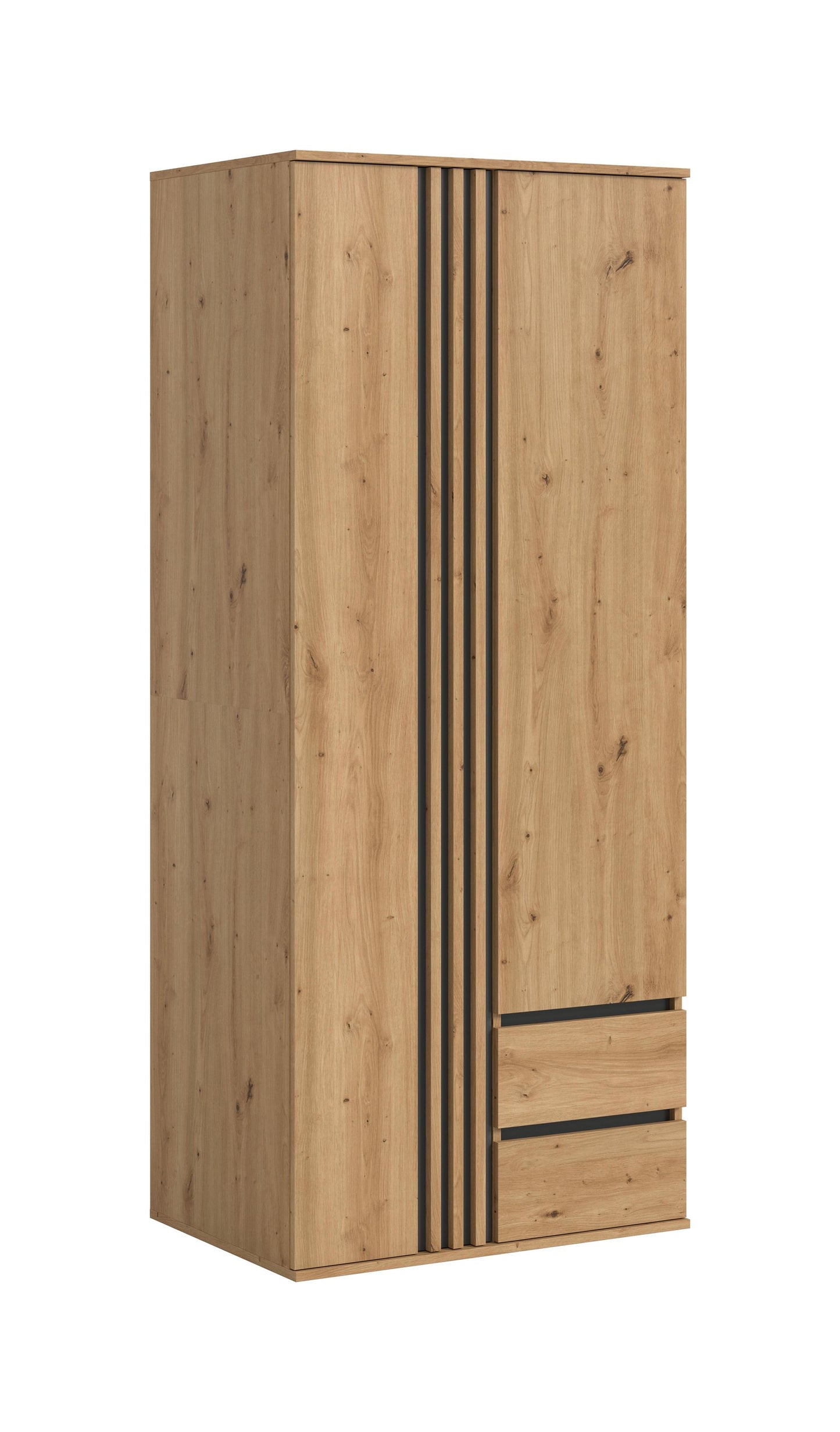 Homes & Jones Kleiderschrank 80 cm breit 2-türig, Schlafzimmerschrank
