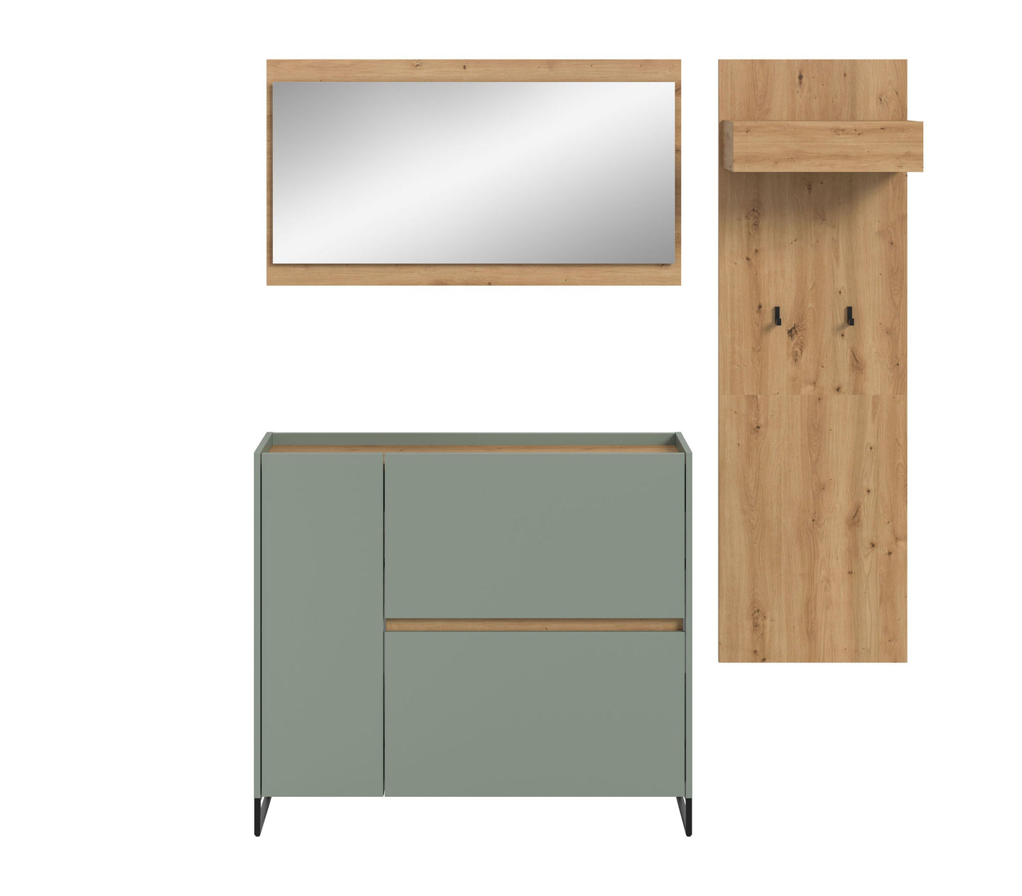 Ensemble de meubles d'entrée DRIVE (L/H/P : env. 175/192/32 cm) en sauge/sauge