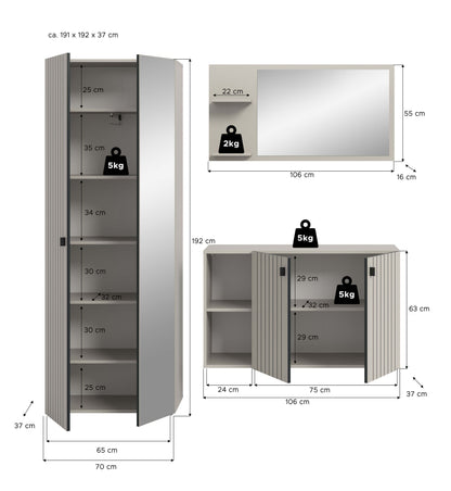 Ensemble de garde-robe STATION (L/H/P : env. 191/192/37 cm) en cachemire/cachemire