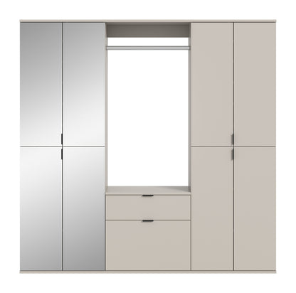 Garderobenschrank-Set mit offenen Fächern, Schubfächern und großen Türflügeln