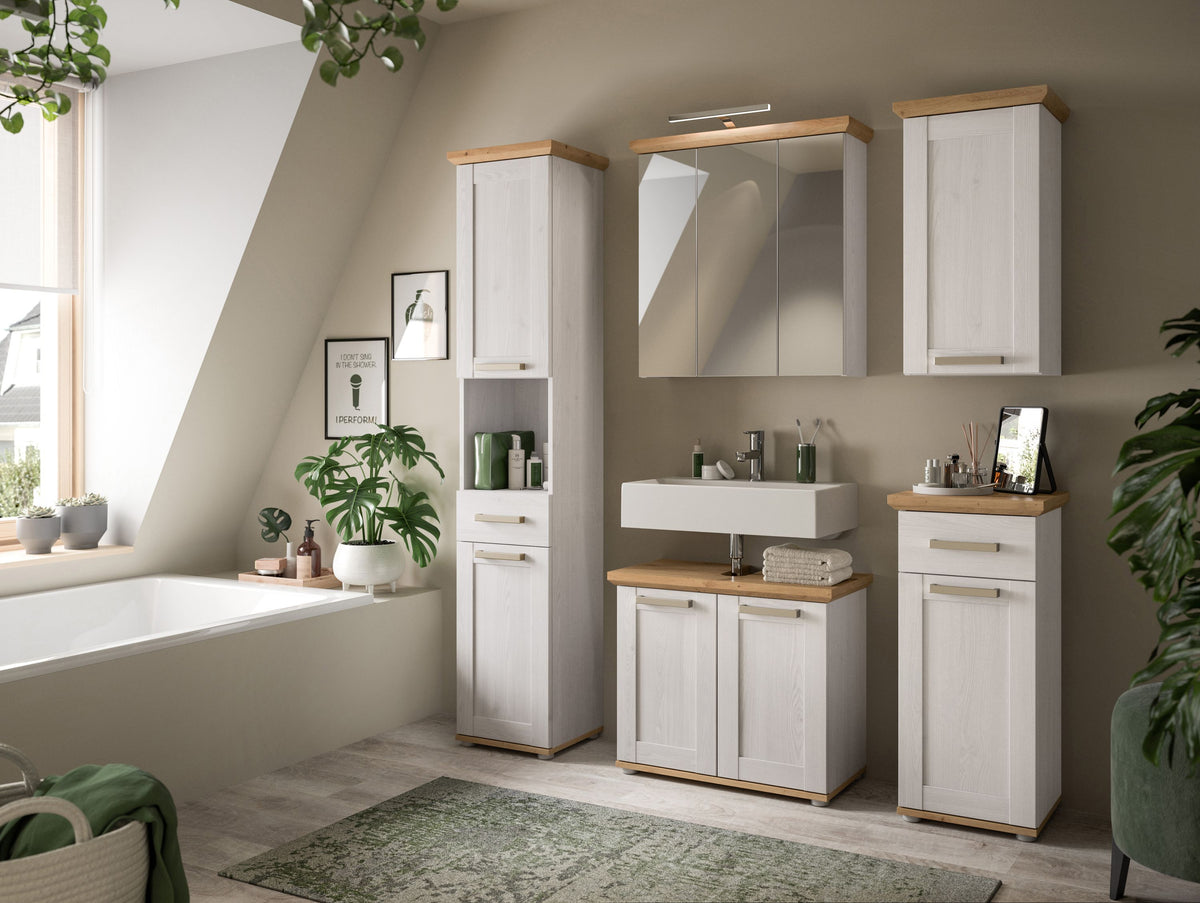 Wall cabinet VERONA (W/H/D: approx. 39/71/34 cm) in Sibiu Larch reproduction/Sibiu Larch reproduction