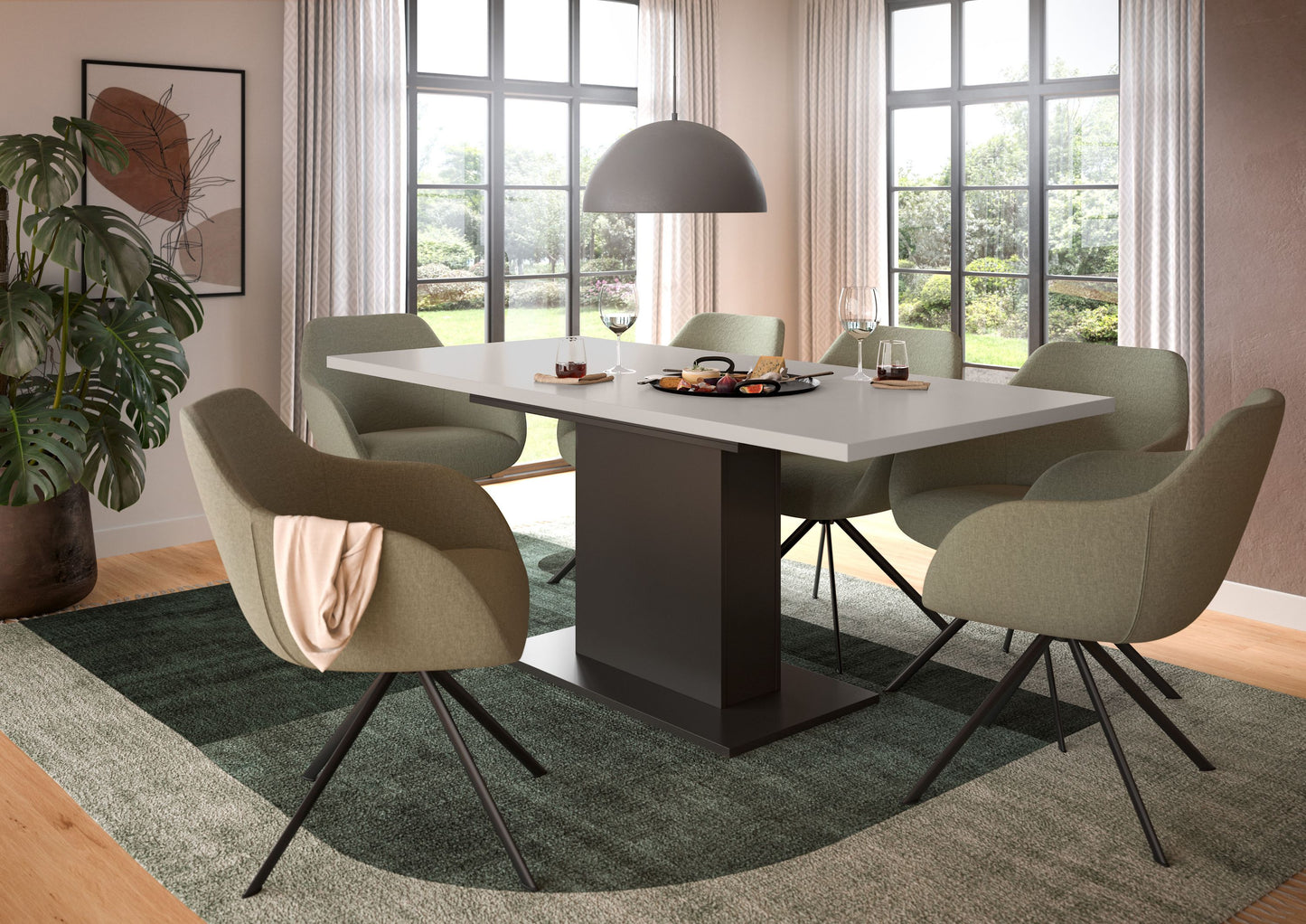 Homes & Jones Esstisch 150x76x90 cm, Esszimmertisch-Tisch mit Säulen Gestell
