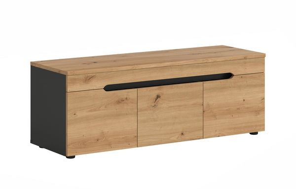 Banc CANU (L/H/P : env. 120/43/37 cm) en gris basalte/imitation chêne artisan