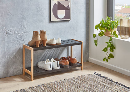 Francis Shoe Rack in Black Solid Wood