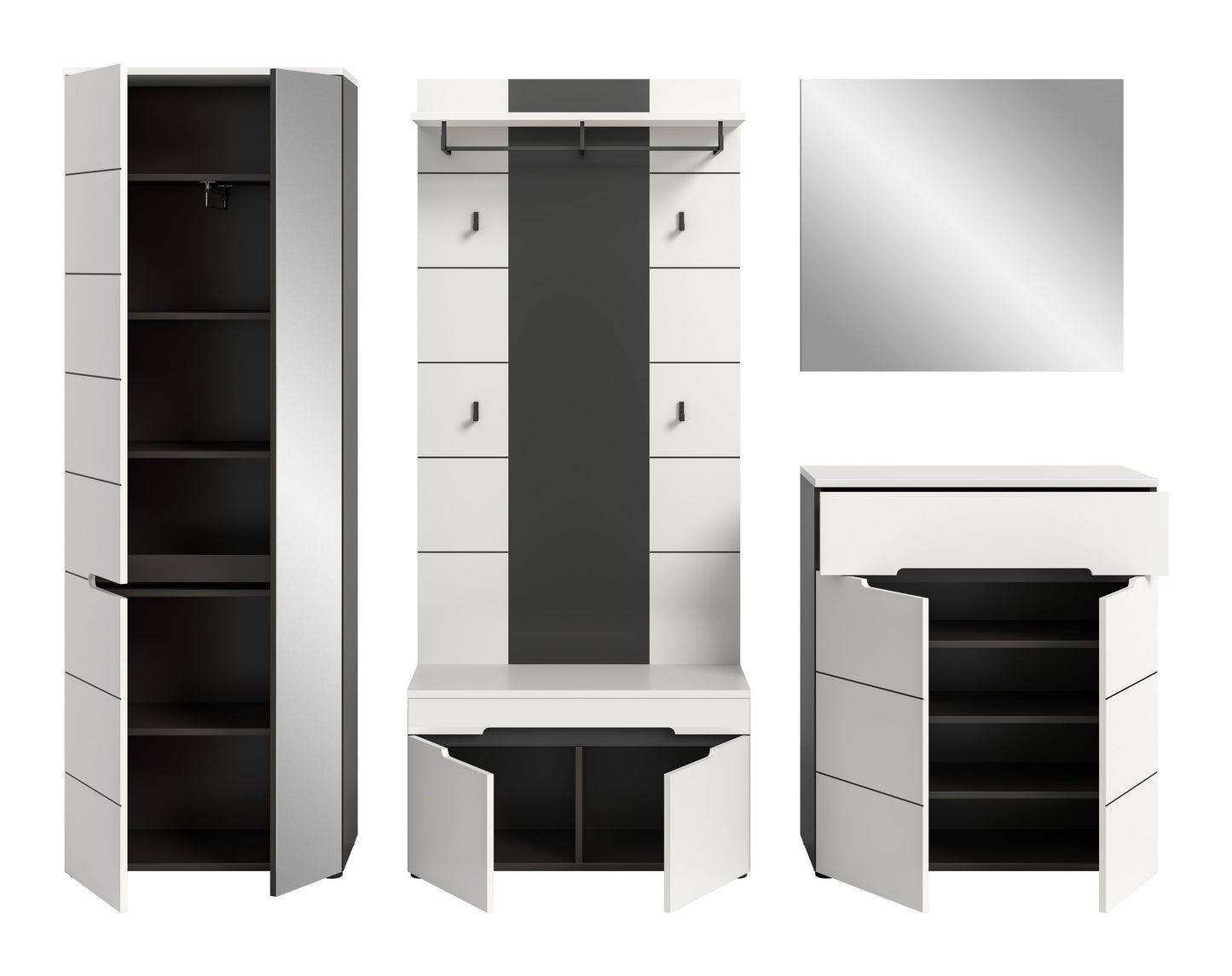 Homes & Jones Garderoben Set 5-tlg., Flurmöbelkomplett Set, Dielenkomplettset