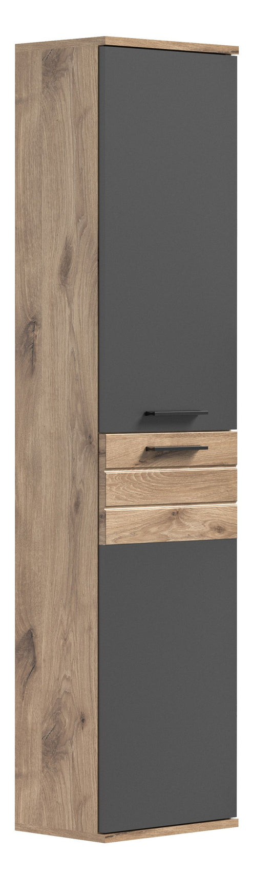 Colonne de salle de bain MASON (L/H/P: env. 37/152/24 cm) imitation chêne Nox/gris basalte